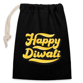 Frohes Diwali | Diwali | Kunst 02 - Verschließbarer Geschenkbeutel aus Baumwolle (14x20cm) - Schwarz - Vorne