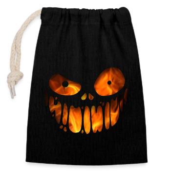 Fiery Skull Grin - Closable cotton gift bag (14x20cm) - black - Front