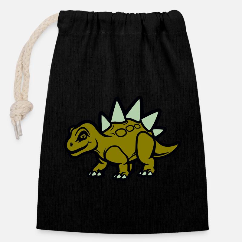 Stegosaurus Comic - Verschließbarer Geschenkbeutel aus Baumwolle (14x20cm) - Schwarz