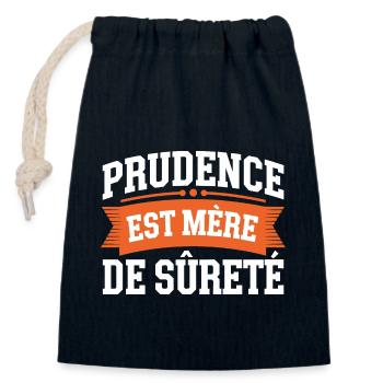 Prudence est mère de sureté - Sac cadeau en coton avec cordon (14 x 20 cm) - bleu marine - Devant