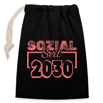 Travailleurs sociaux 2030 - Sac cadeau en coton avec cordon (14 x 20 cm) - noir - Devant