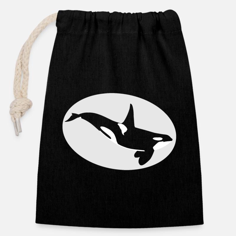 Schwertwal - Verschließbarer Geschenkbeutel aus Baumwolle (14x20cm) - Schwarz