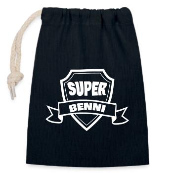 Benni - Sac cadeau en coton avec cordon (14 x 20 cm) - bleu marine - Devant