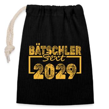 Bachelor 2029 - Verschließbarer Geschenkbeutel aus Baumwolle (14x20cm) - Schwarz - Vorne