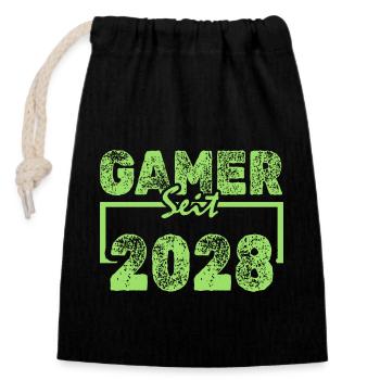 2028 - Closable cotton gift bag (14x20cm) - black - Front