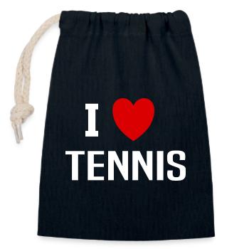 I love Tennis - Closable cotton gift bag (14x20cm) - navy - Front