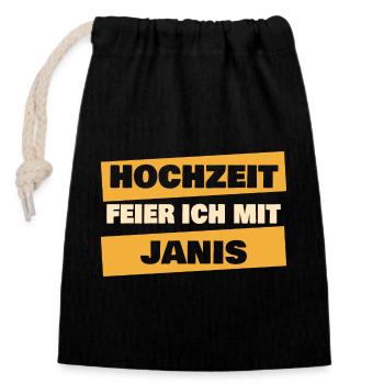 Janis - Closable cotton gift bag (14x20cm) - black - Front