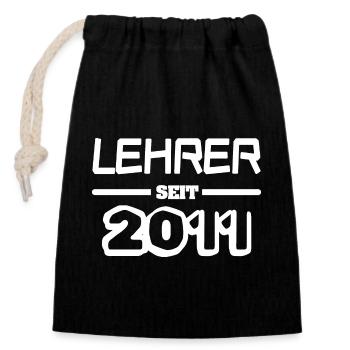 Lehrerin 2011 - Verschließbarer Geschenkbeutel aus Baumwolle (14x20cm) - Schwarz - Vorne