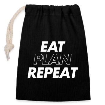 Meal Planner Tee Diet Food Planner Shirt - Closable cotton gift bag (14x20cm) - black - Front