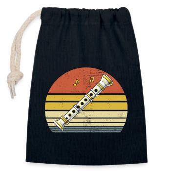 Enregistreur rétro Joueur d’instrument de musique Musicien - Sac cadeau en coton avec cordon (14 x 20 cm) - bleu marine - Devant