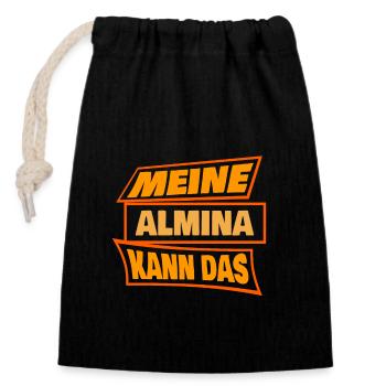 Gift for Almina - Closable cotton gift bag (14x20cm) - black - Front