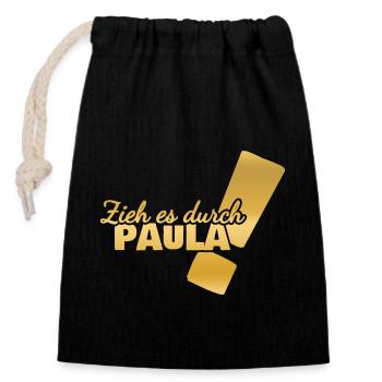 Paula as a first name - Closable cotton gift bag (14x20cm) - black - Front