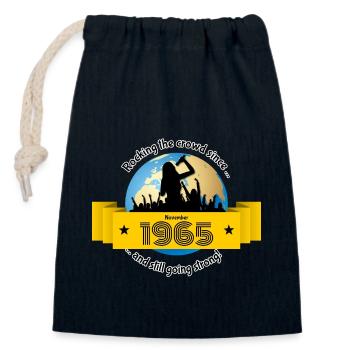 59. Geburtstag Rocking the crowd since 11/1965 - Verschließbarer Geschenkbeutel aus Baumwolle (14x20cm) - Navy - Vorne