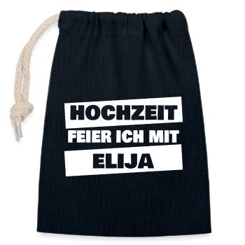 Elijah as a bachelor party - Closable cotton gift bag (14x20cm) - navy - Front