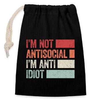 Sarcastic introvert - Closable cotton gift bag (14x20cm) - black - Front