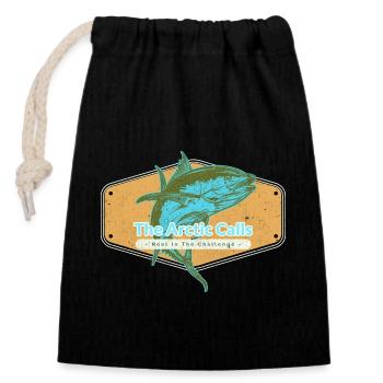 The Arctic Calls Reel in the Challenge - Closable cotton gift bag (14x20cm) - black - Front