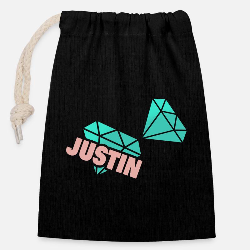Papa Justin - Closable cotton gift bag (14x20cm) - black