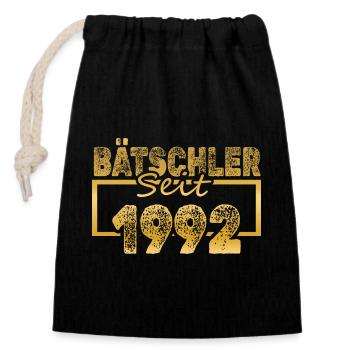 Alleinstehend 1992 - Verschließbarer Geschenkbeutel aus Baumwolle (14x20cm) - Schwarz - Vorne