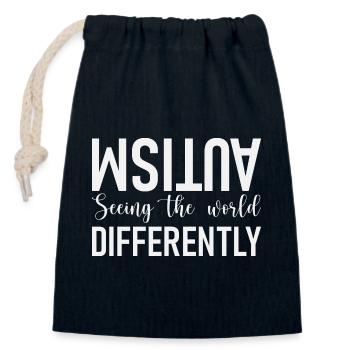 Autism Autistic - Closable cotton gift bag (14x20cm) - navy - Front