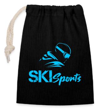 Sports de ski - Sac cadeau en coton avec cordon (14 x 20 cm) - noir - Devant