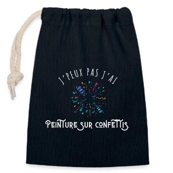 I Can't I Paint on Confetti - Humor - Closable cotton gift bag (14x20cm) - navy - Front