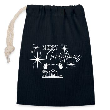 Frohe Weihnachten - Verschließbarer Geschenkbeutel aus Baumwolle (14x20cm) - Navy - Vorne