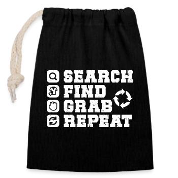 Thrift Shop Search Find Grab Love Thrifting - Closable cotton gift bag (14x20cm) - black - Front