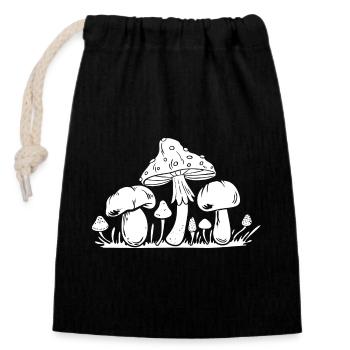 Morilles Champignon Tour Collection de champignons Chasseurs de champignons - Sac cadeau en coton avec cordon (14 x 20 cm) - noir - Devant