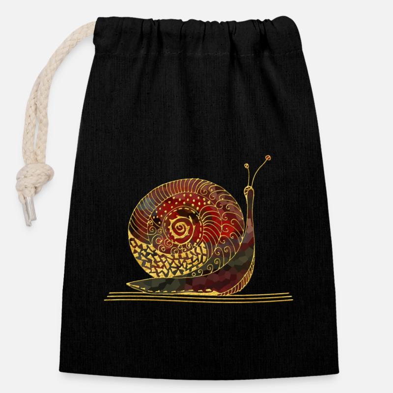 Escargot - Sac cadeau en coton avec cordon (14 x 20 cm) - noir