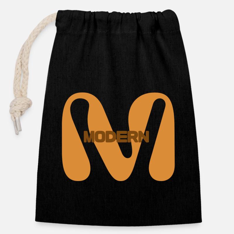 Modern - Closable cotton gift bag (14x20cm) - black