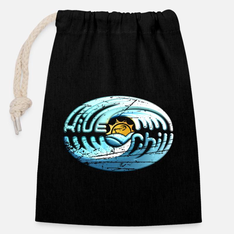 ride and chill - Closable cotton gift bag (14x20cm) - black