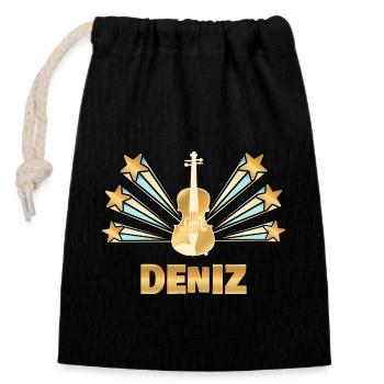 Musical instrument Deniz - Closable cotton gift bag (14x20cm) - black - Front