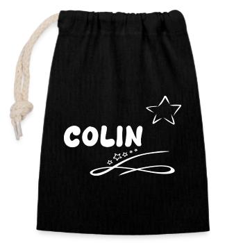 Cadeau Colin - Sac cadeau en coton avec cordon (14 x 20 cm) - noir - Devant