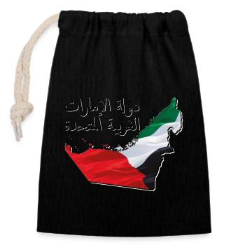 (VAE) Emirate Flagge in der Emirate Landkarte AE - Verschließbarer Geschenkbeutel aus Baumwolle (14x20cm) - Schwarz - Vorne