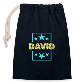 David David - Sac cadeau en coton avec cordon (14 x 20 cm) - bleu marine - Devant