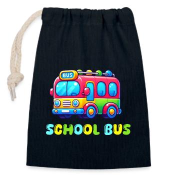 bus schule - Verschließbarer Geschenkbeutel aus Baumwolle (14x20cm) - Navy - Vorne