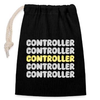 Work Controller - Closable cotton gift bag (14x20cm) - black - Front