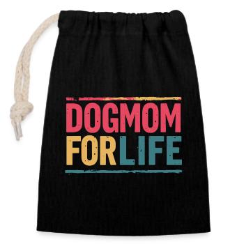 Maman chienne pour la vie - Sac cadeau en coton avec cordon (14 x 20 cm) - noir - Devant