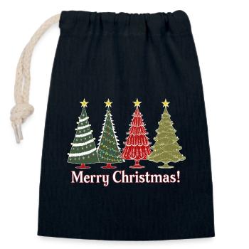 Tannenbaum Weihnachtsbaum Merry Christmas Bäume - Verschließbarer Geschenkbeutel aus Baumwolle (14x20cm) - Navy - Vorne