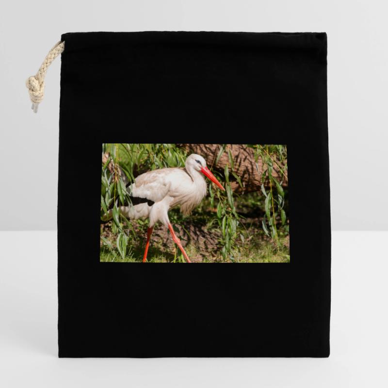 Weißstorch oder Klapperstorch Verschließbarer Geschenkbeutel aus Baumwolle (14x20cm)