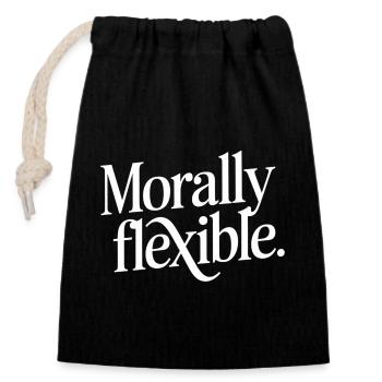 Morally Flexible 14 - Verschließbarer Geschenkbeutel aus Baumwolle (14x20cm) - Schwarz - Vorne