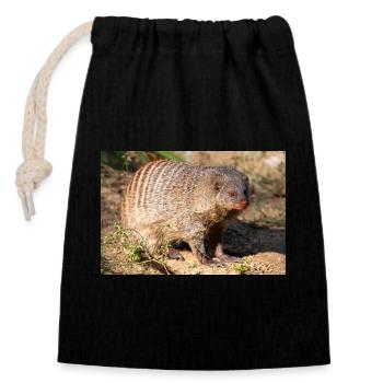 Banded Mongoose or Zebra Mongoose Zebramanguste - Closable cotton gift bag (14x20cm) - black - Front