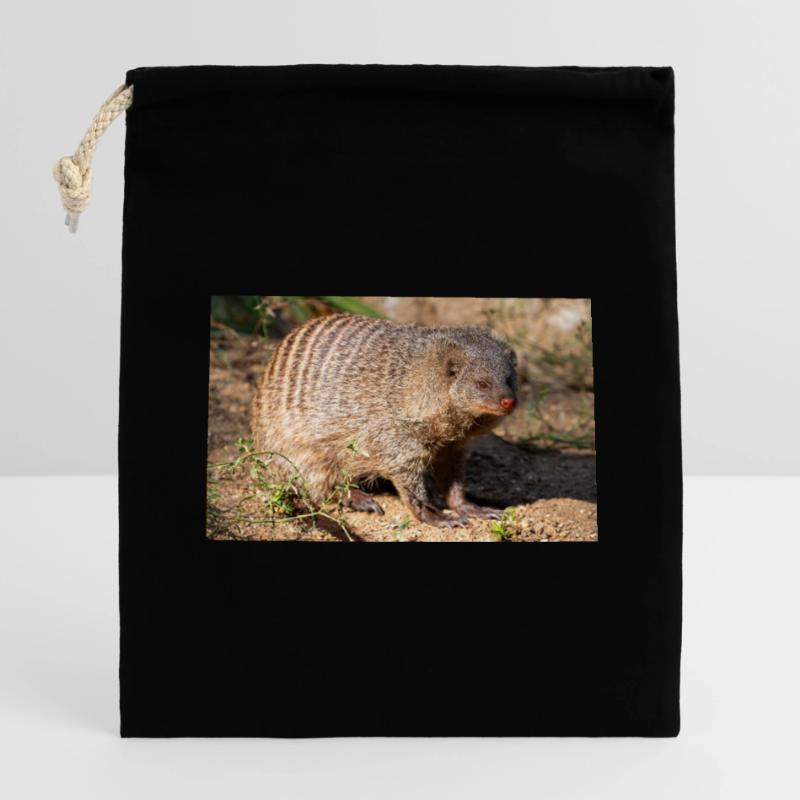 Gebänderte Manguste oder Zebramanguste Zebramanguste Verschließbarer Geschenkbeutel aus Baumwolle (14x20cm)