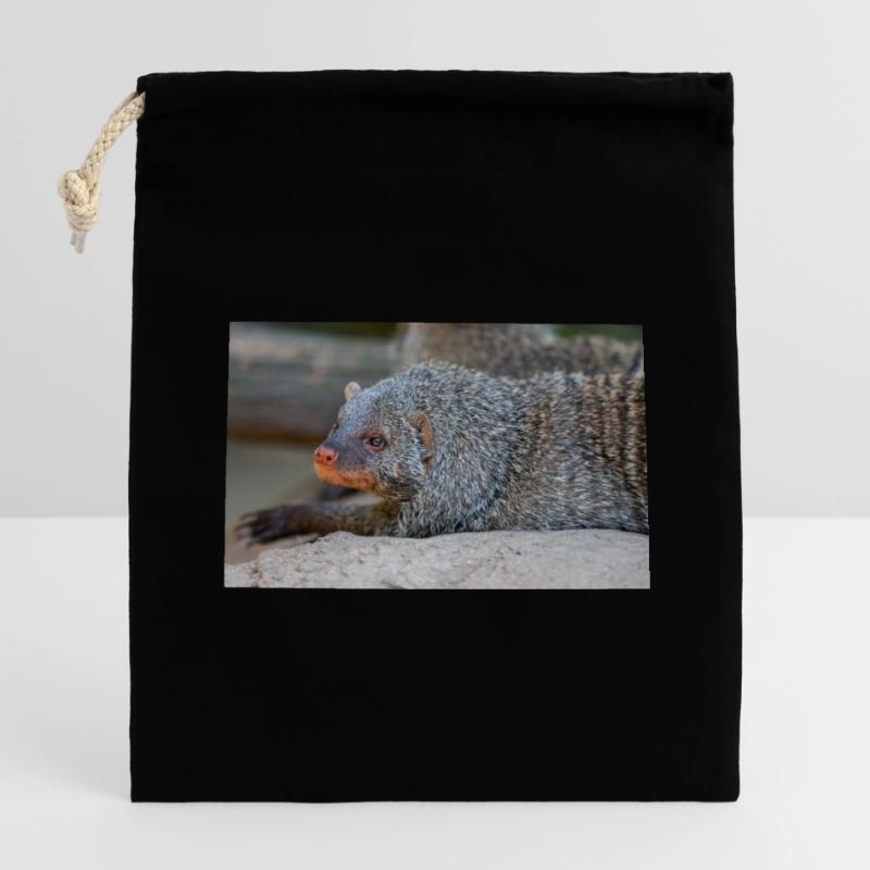 Gebänderte Manguste oder Zebramanguste Zebramanguste Verschließbarer Geschenkbeutel aus Baumwolle (14x20cm)