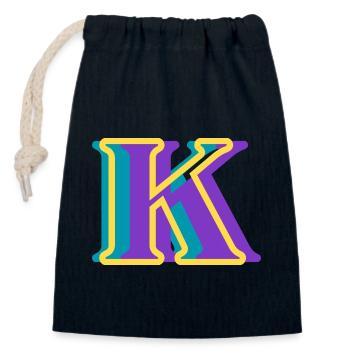 Multicolored letter k - Closable cotton gift bag (14x20cm) - navy - Front
