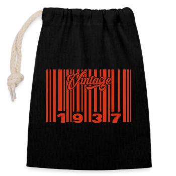 Vintage 1937 Born In 1937 88 Years Bar Code Anniversai - Closable cotton gift bag (14x20cm) - black - Front