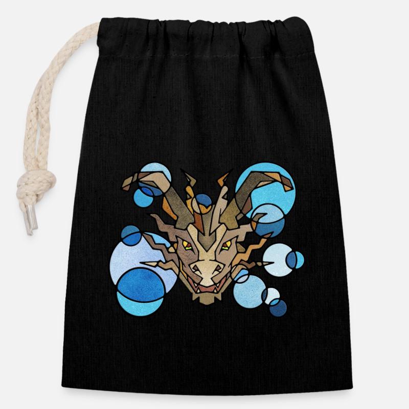 Dragon Geometry - Closable cotton gift bag (14x20cm) - black