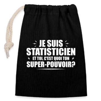 Ich bin Statistiker. Was ist deine Superkraft? - Verschließbarer Geschenkbeutel aus Baumwolle (14x20cm) - Schwarz - Vorne