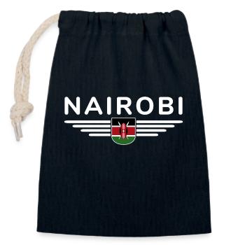 Nairobi Fans: T-Shirt für Kenia-Liebhaber - Verschließbarer Geschenkbeutel aus Baumwolle (14x20cm) - Navy - Vorne