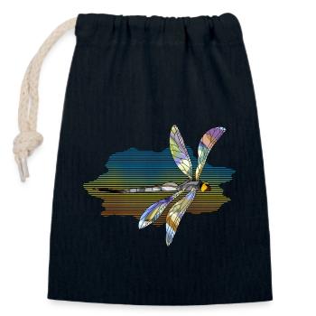 Libellule - Sac cadeau en coton avec cordon (14 x 20 cm) - bleu marine - Devant